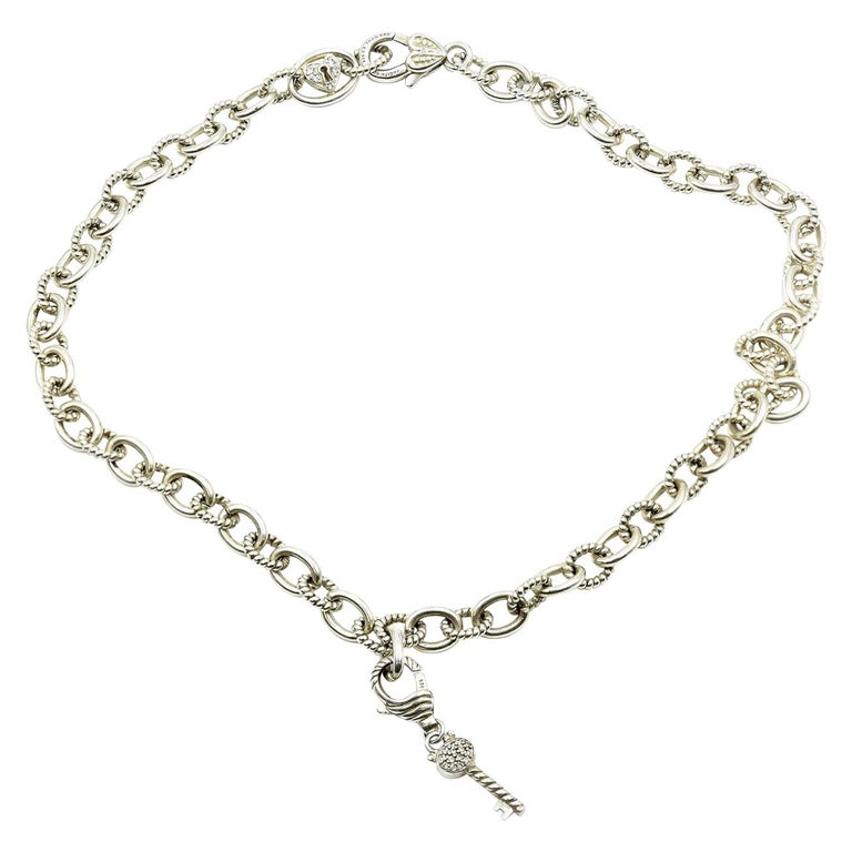 Judith Ripka Sterling Silver Cable Collection Necklace with Diamonique ...