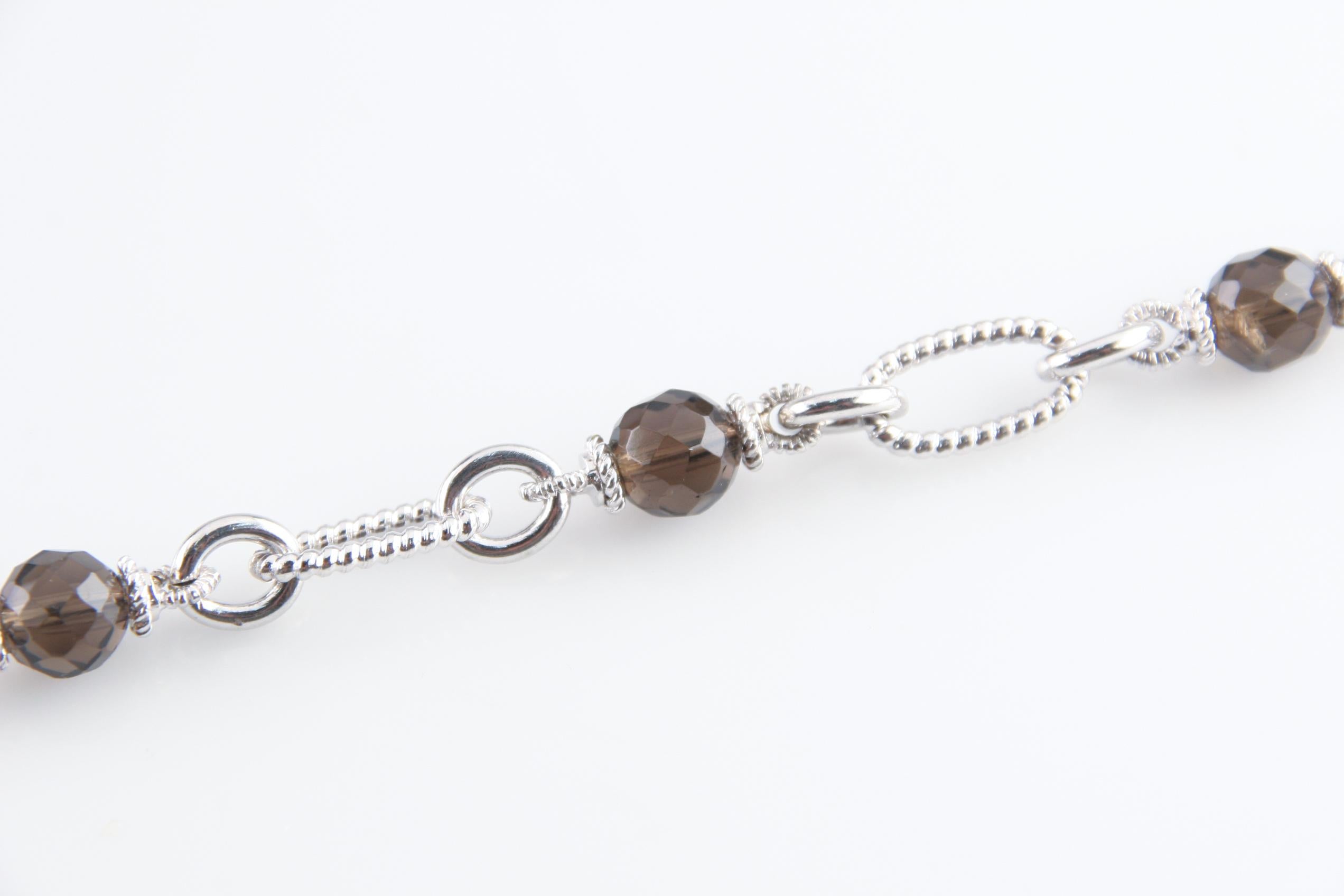 Moderno Judith Ripka - Collana con catena in argento sterling e perline di quarzo fumé, 22 pollici in vendita