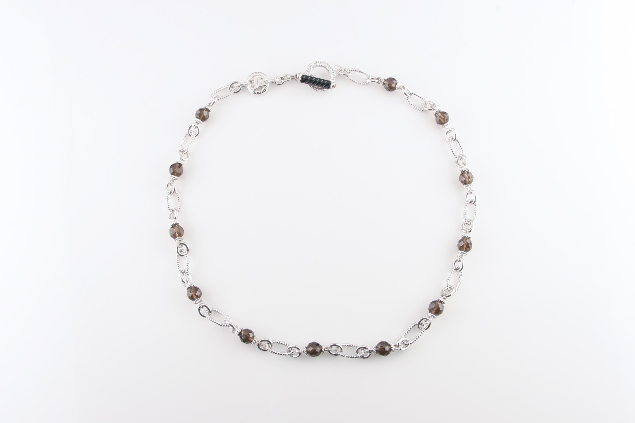 Taglio briolette Judith Ripka - Collana con catena in argento sterling e perline di quarzo fumé, 22 pollici in vendita