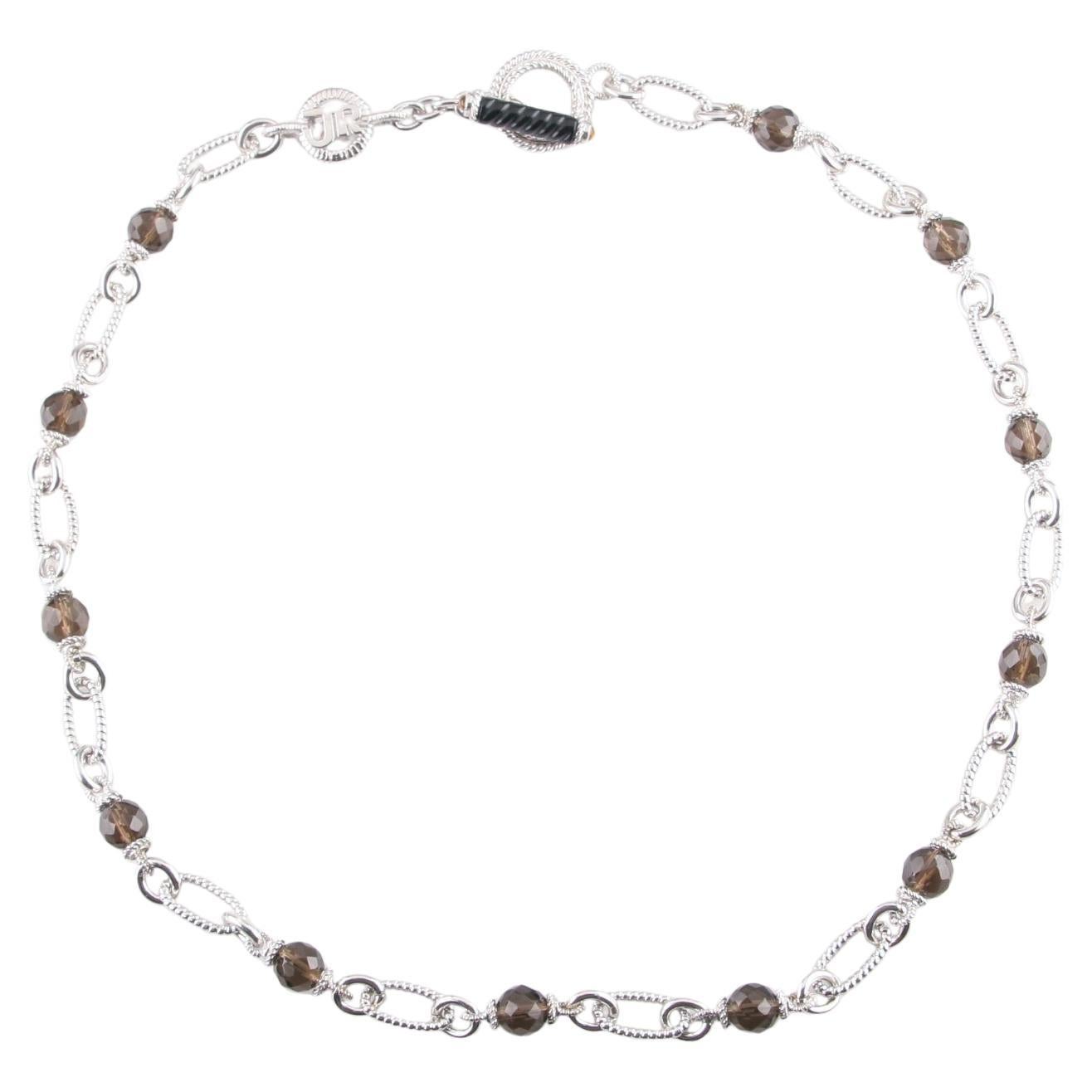 Judith Ripka Sterling Silver Chain Toggle Necklace & Smoky Quartz Beads, 22"