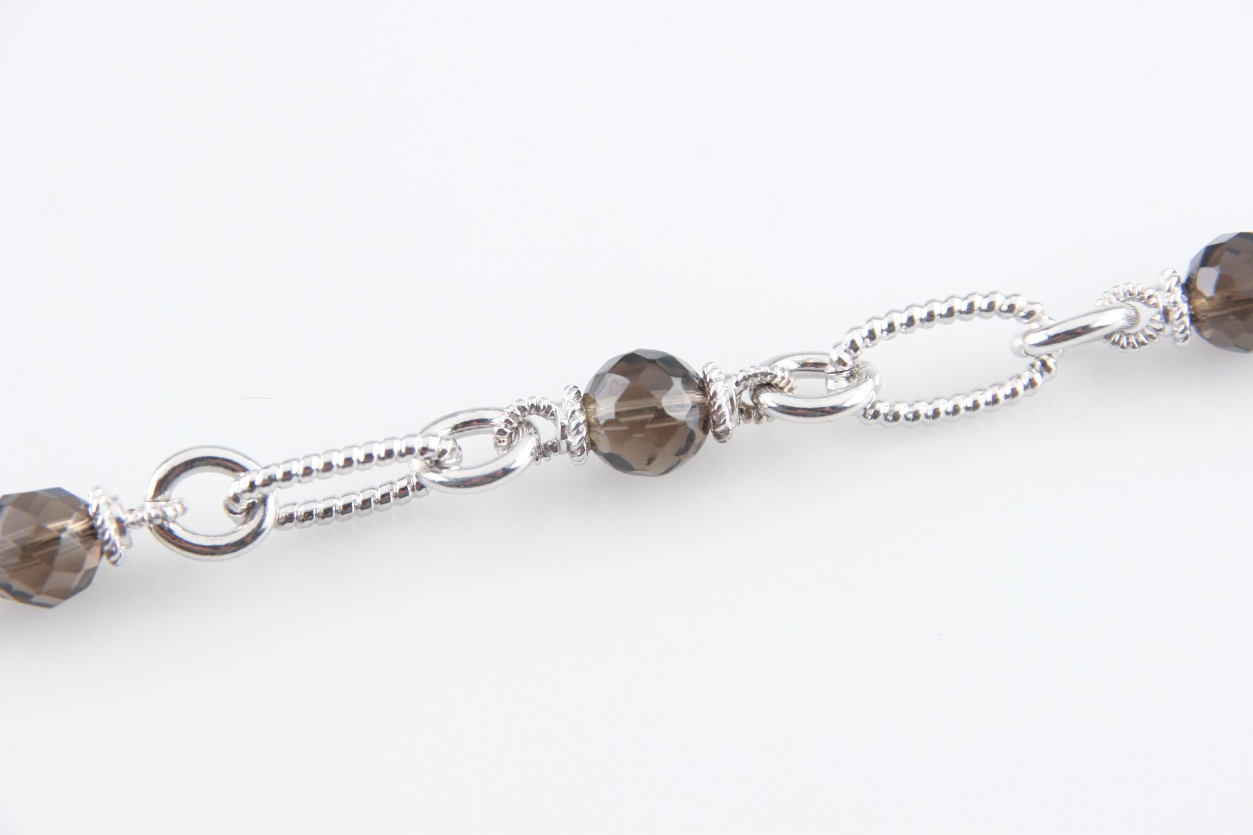 Moderno Judith Ripka Collana a catena in argento sterling con quarzo fumé, misura 18 in vendita