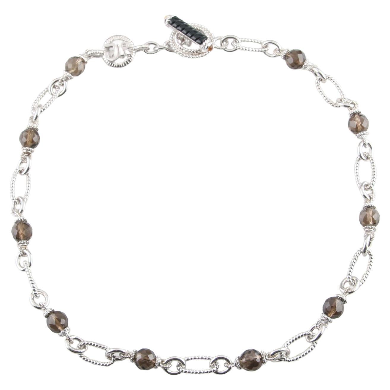Judith Ripka Sterlingsilber Kette Toggle Halskette mit Rauchquarz, Größe 18
