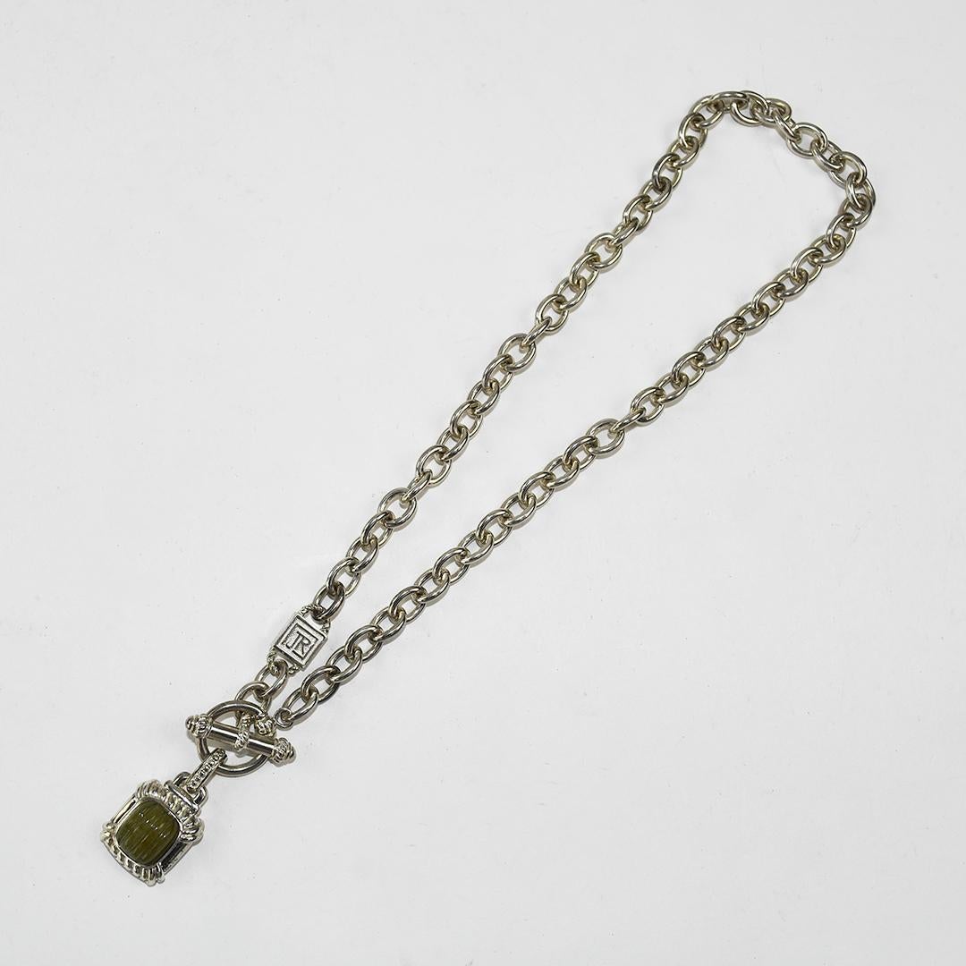 Collar colgante de calcedonia de plata de ley Judith Ripka Corte cuadrado en venta