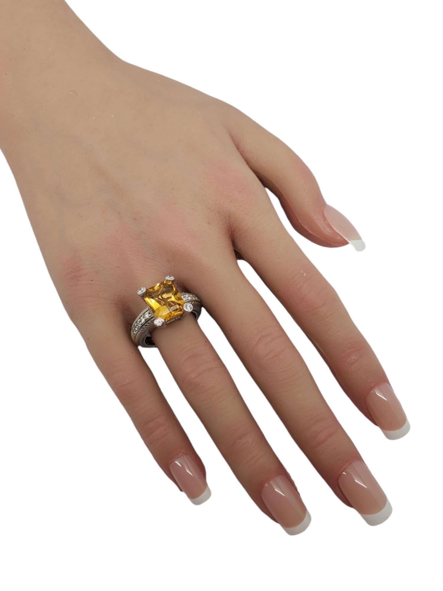 Judith Ripka Sterling Silver Citrine & CZ Ring Size 8.25 #18690 For Sale 2