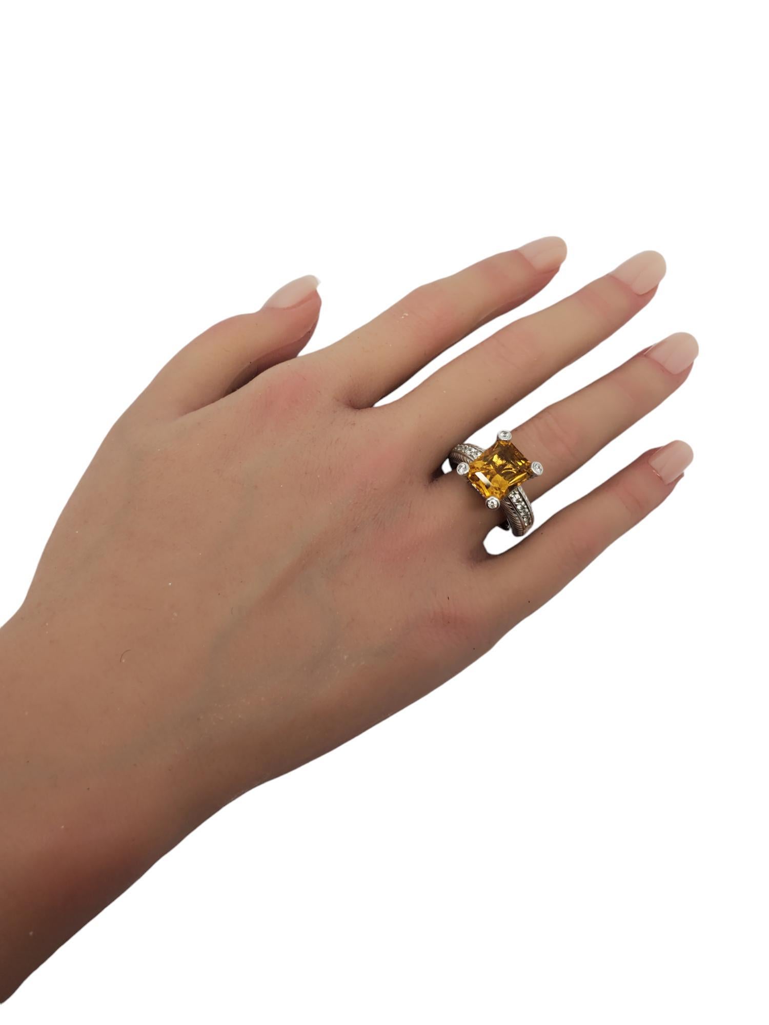 Judith Ripka Sterling Silver Citrine & CZ Ring Size 8.25 #18690 For Sale 3