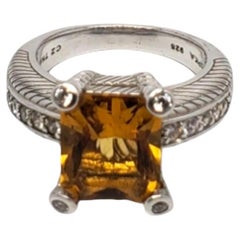 Judith Ripka, bague en argent sterling, citrine et CZ, taille 8,25 n°18690