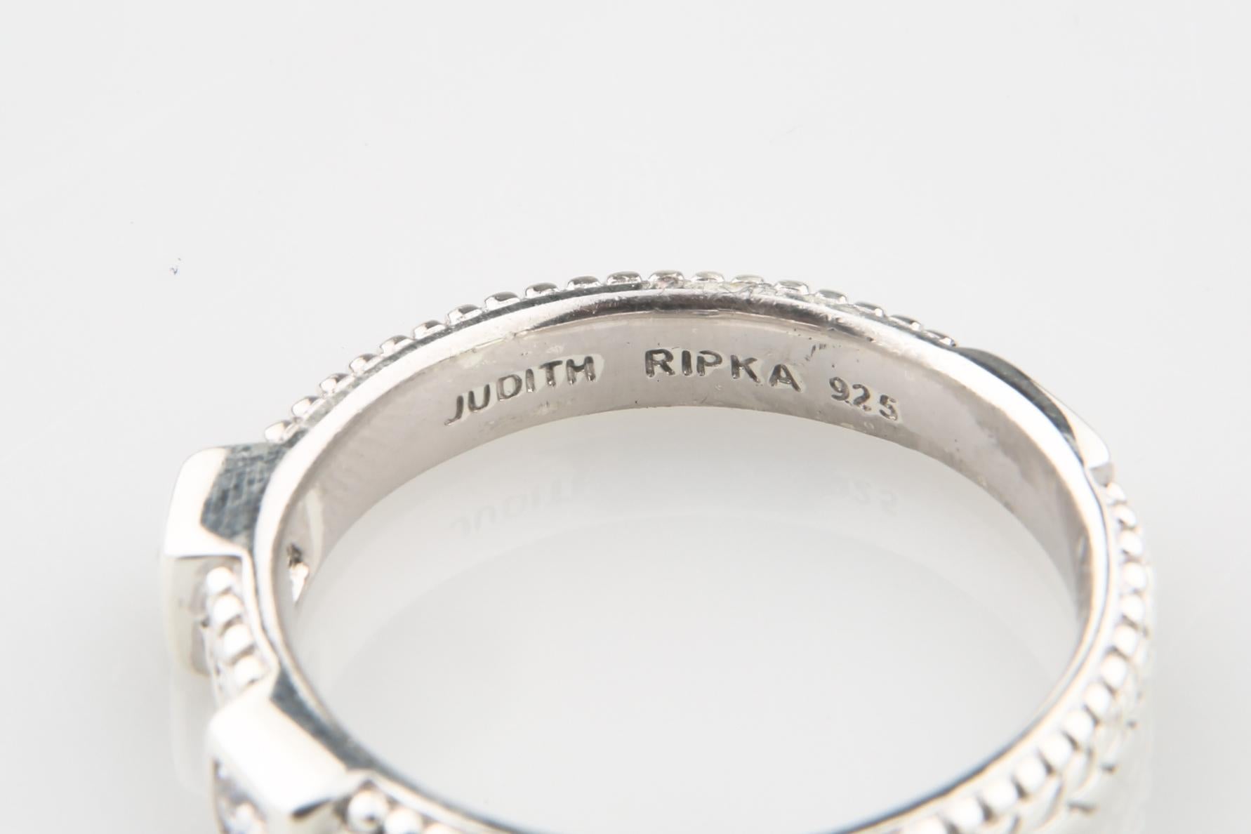 Judith Ripka Sterling Silver & Cubic Zirconia Ring, Size 8.75 In Good Condition For Sale In Van Nuys, CA