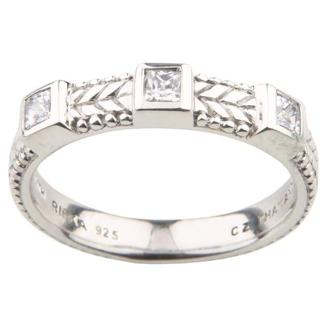 Ripka Stack Rings Judith Ripka Sterling Silver and Diamonique Cable Stacking Ring, Size 9 ...