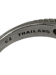 Judith Ripka Sterling Silver Cubic Zirconia & Teal Stone Ring Size 11 #20834