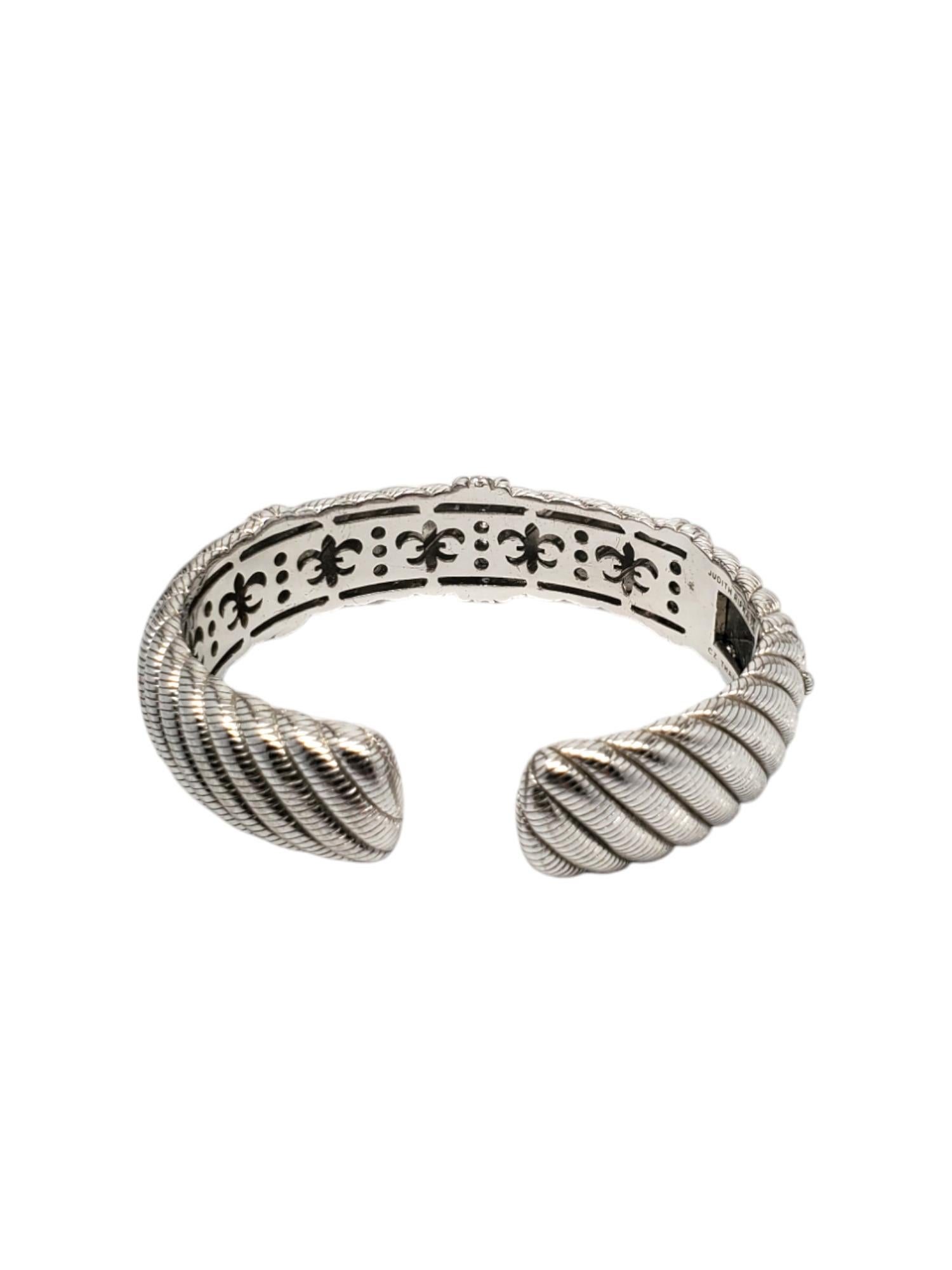 Judith Ripka Sterling Silver Cuff Hinged Bracelet # 18707 In Good Condition In Washington Depot, CT