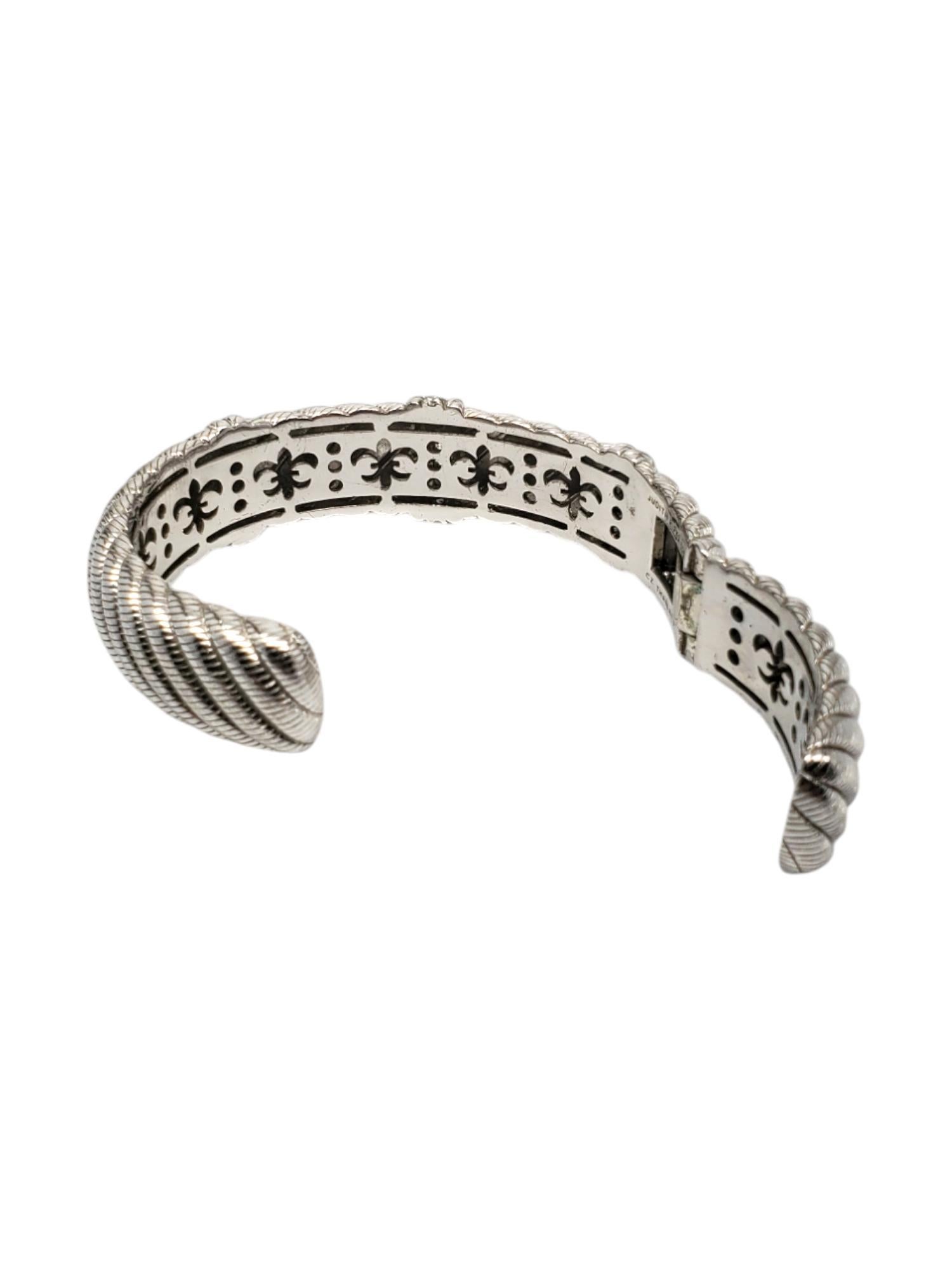 Judith Ripka Sterling Silver Cuff Hinged Bracelet # 18707 1