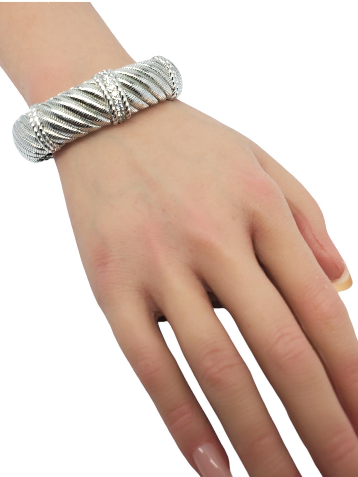 Judith Ripka Sterling Silver Cuff Hinged Bracelet # 18707 3