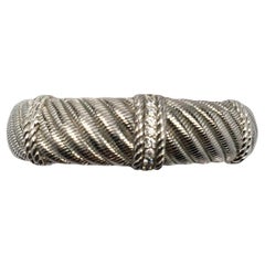 Judith Ripka Sterling Silver Cuff Hinged Bracelet # 18707