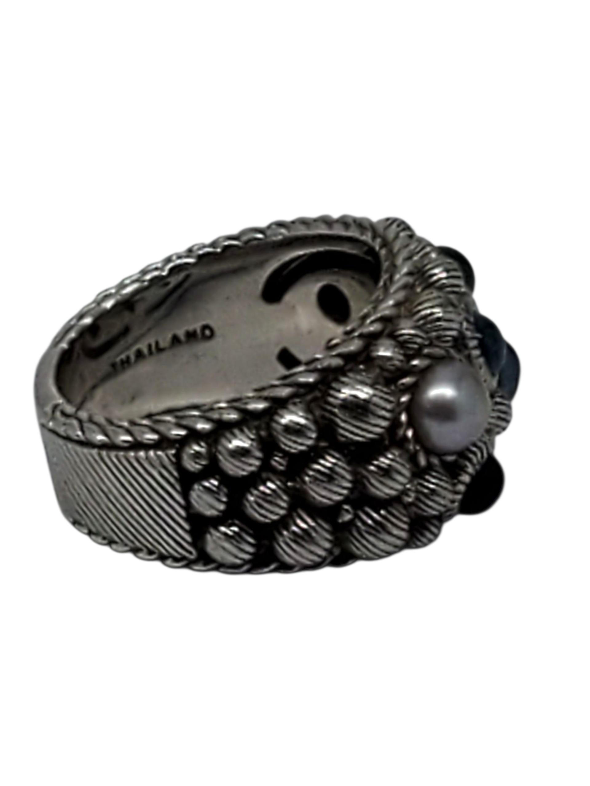 Taglio rotondo Judith Ripka Anello in argento 925 e perle misura 6 #23435