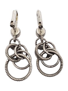 Judith Ripka – Ohrringe aus Sterlingsilber mit Zirkonia in Kabelkette und Kreisen #24577