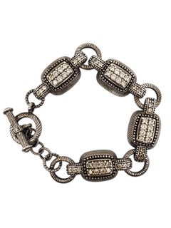 Pulsera de Judith Ripka de plata de ley con eslabones de cable y cierre de palanca, con circonitas, n.º 24566