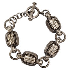 Pulsera de Judith Ripka de plata de ley con eslabones de cable y cierre de palanca, con circonitas, n.º 24566