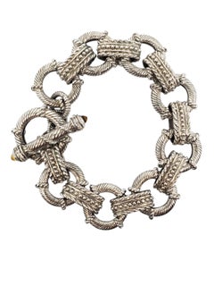 Pulsera con cierre de palanca y eslabones de cable de Judith Ripka, en plata de ley con circonitas, n.º 24565