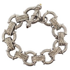 Pulsera con cierre de palanca y eslabones de cable de Judith Ripka, en plata de ley con circonitas, n.º 24565