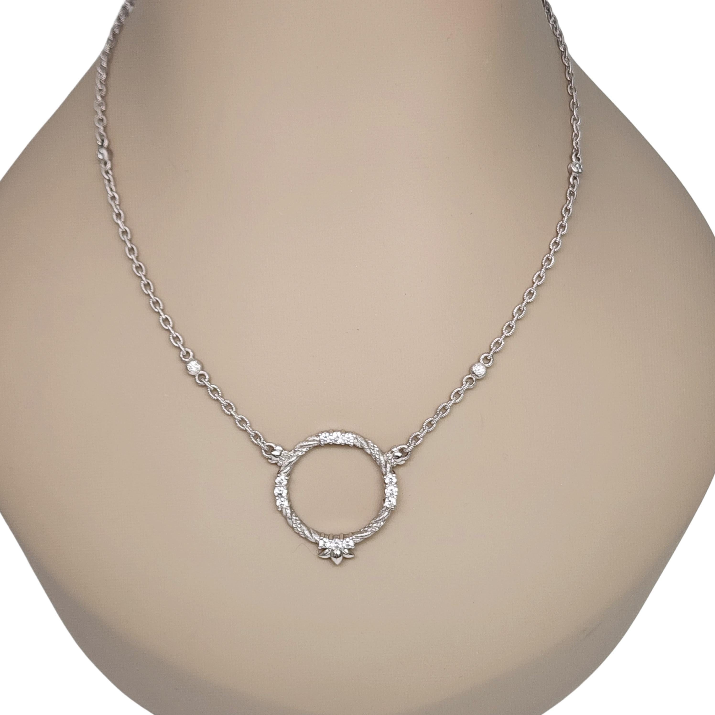 Judith Ripka Sterling Silver CZ Circle Pendant Heart Clasp Necklace #16609 For Sale 6