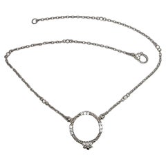 Judith Ripka Sterling Silber CZ Kreis Anhänger Herzschließe Halskette #16609