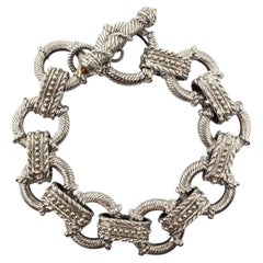 Judith Ripka Sterling Silver CZ Citrine Rope Link Toggle Bracelet #24083