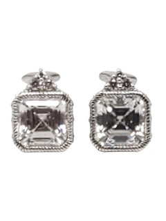Judith Ripka Sterling Silver CZ Cushion Cut Earrings #22730
