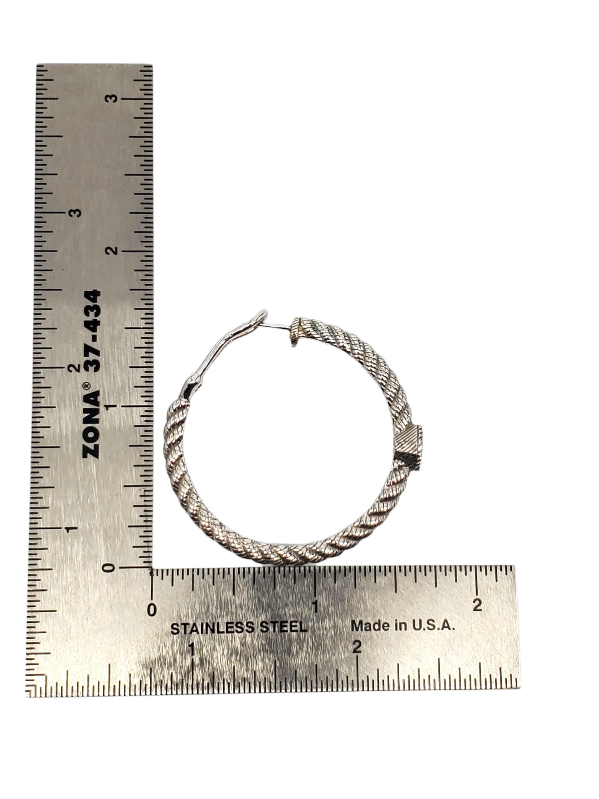 Judith Ripka Argent Sterling CZ Cushion Cut Hoop Earrings #23400 en vente 1