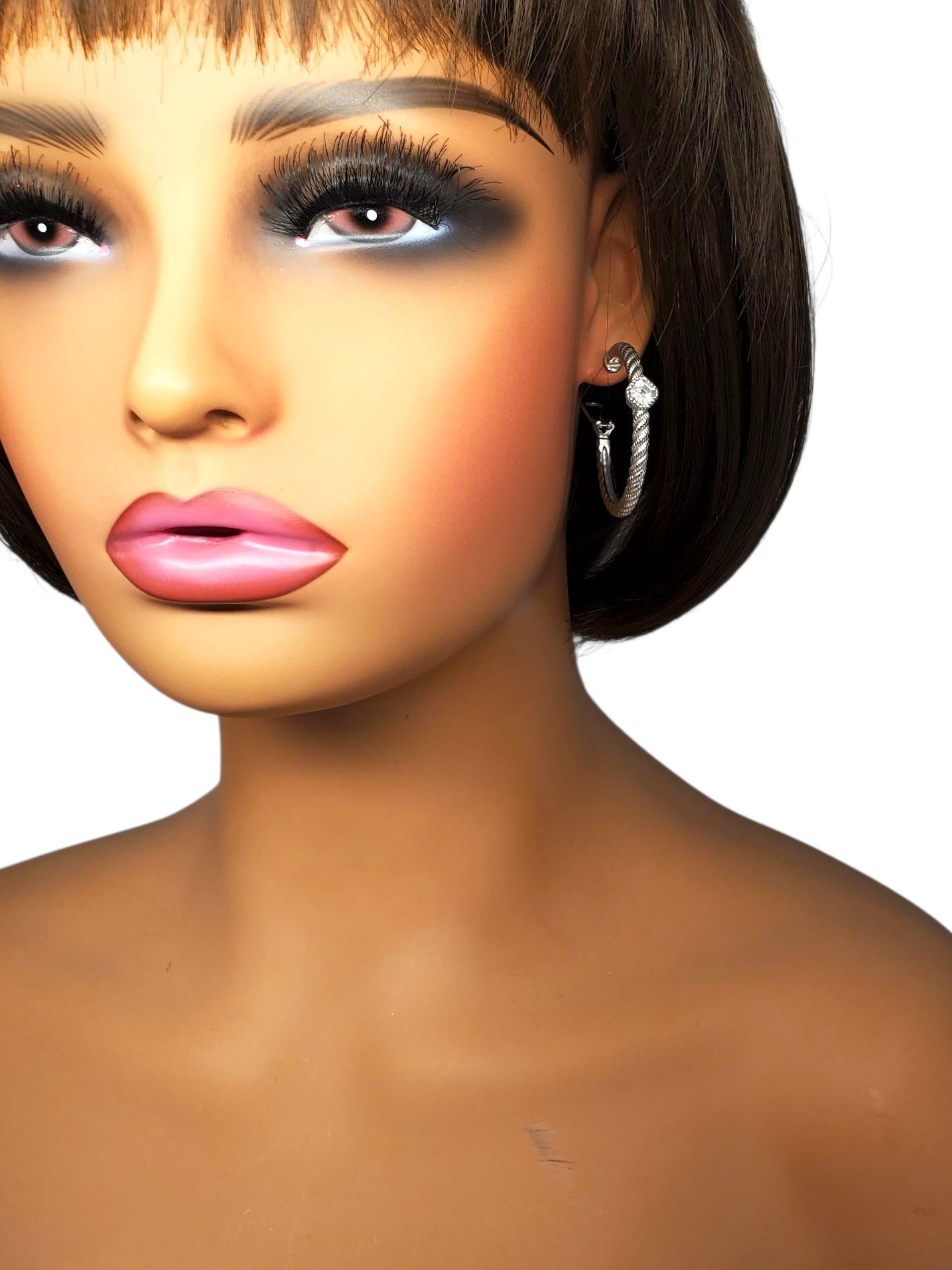 Judith Ripka Argent Sterling CZ Cushion Cut Hoop Earrings #23400 en vente 2