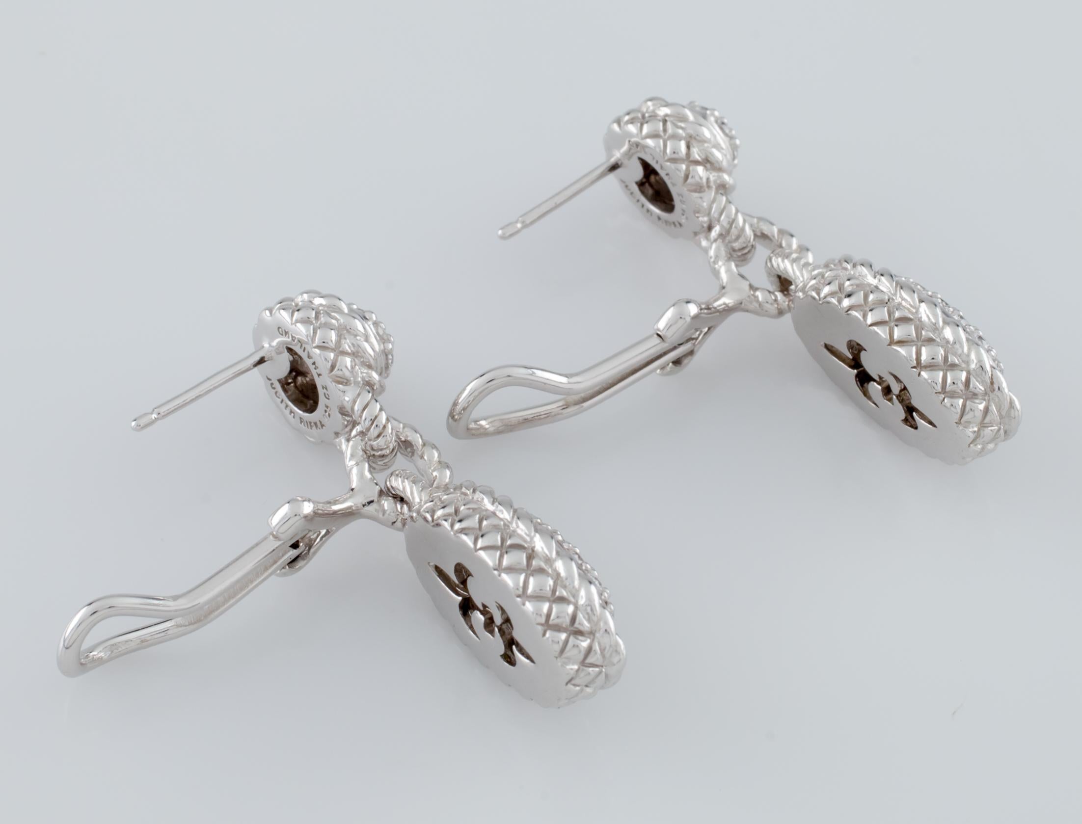 Women's or Men's Judith Ripka Sterling Silver & CZ Dangle Earrings with Omega Backs For Sale