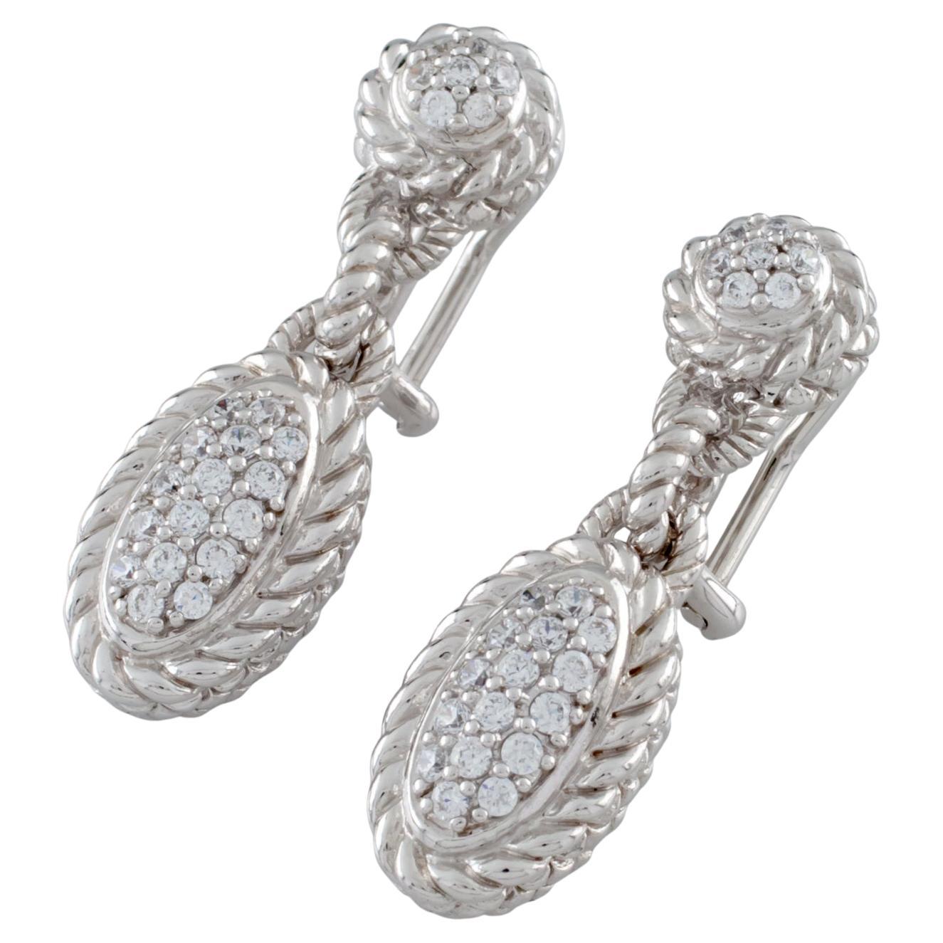 Judith Ripka Sterling Silver & CZ Dangle Earrings with Omega Backs