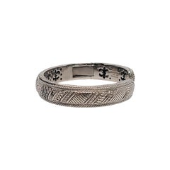 Judith Ripka Sterling Silver CZ Diamonique Hinged Cuff Bracelet #12156