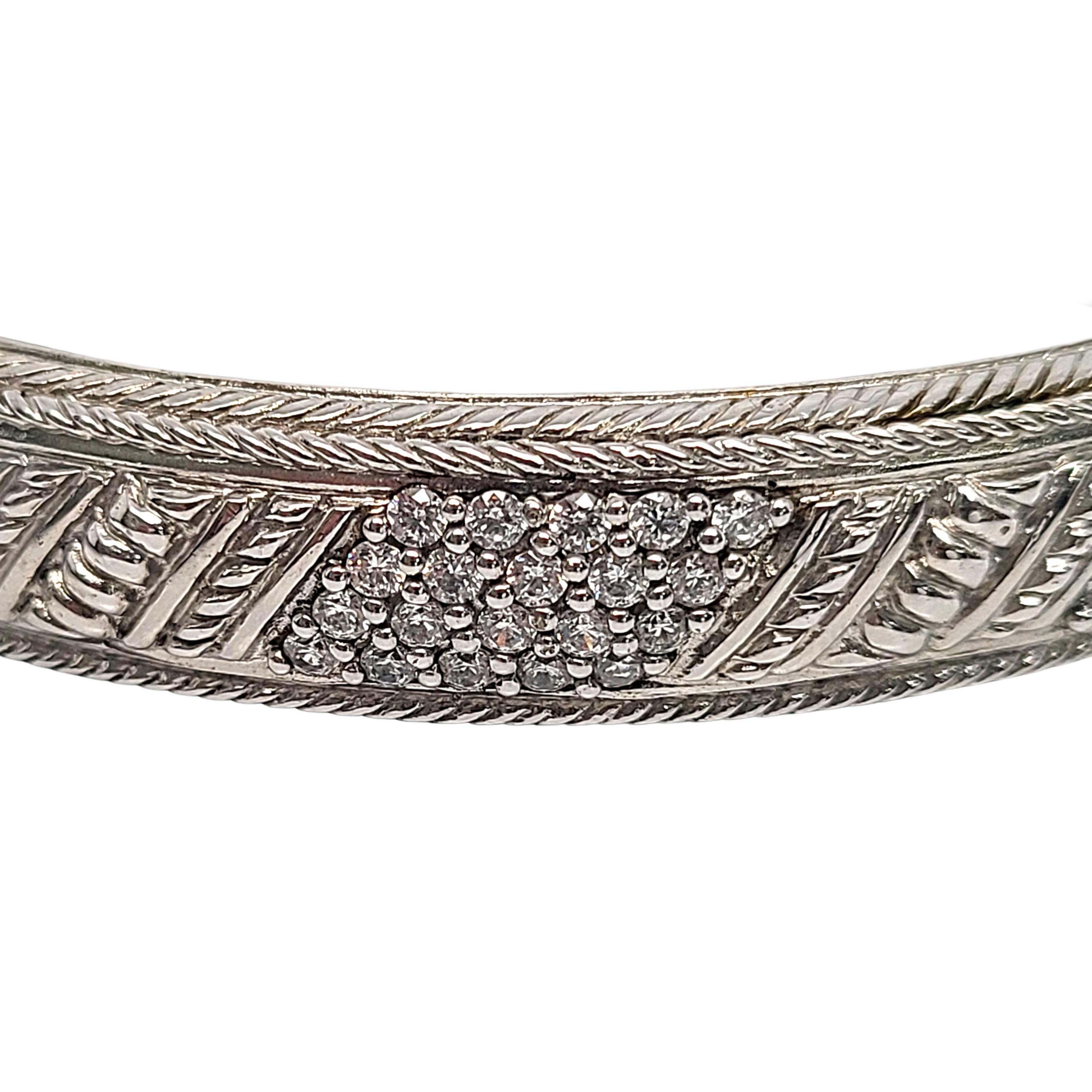 Judith Ripka Sterling Silver CZ Diamonique Hinged Cuff Bracelet #12156 For Sale 3