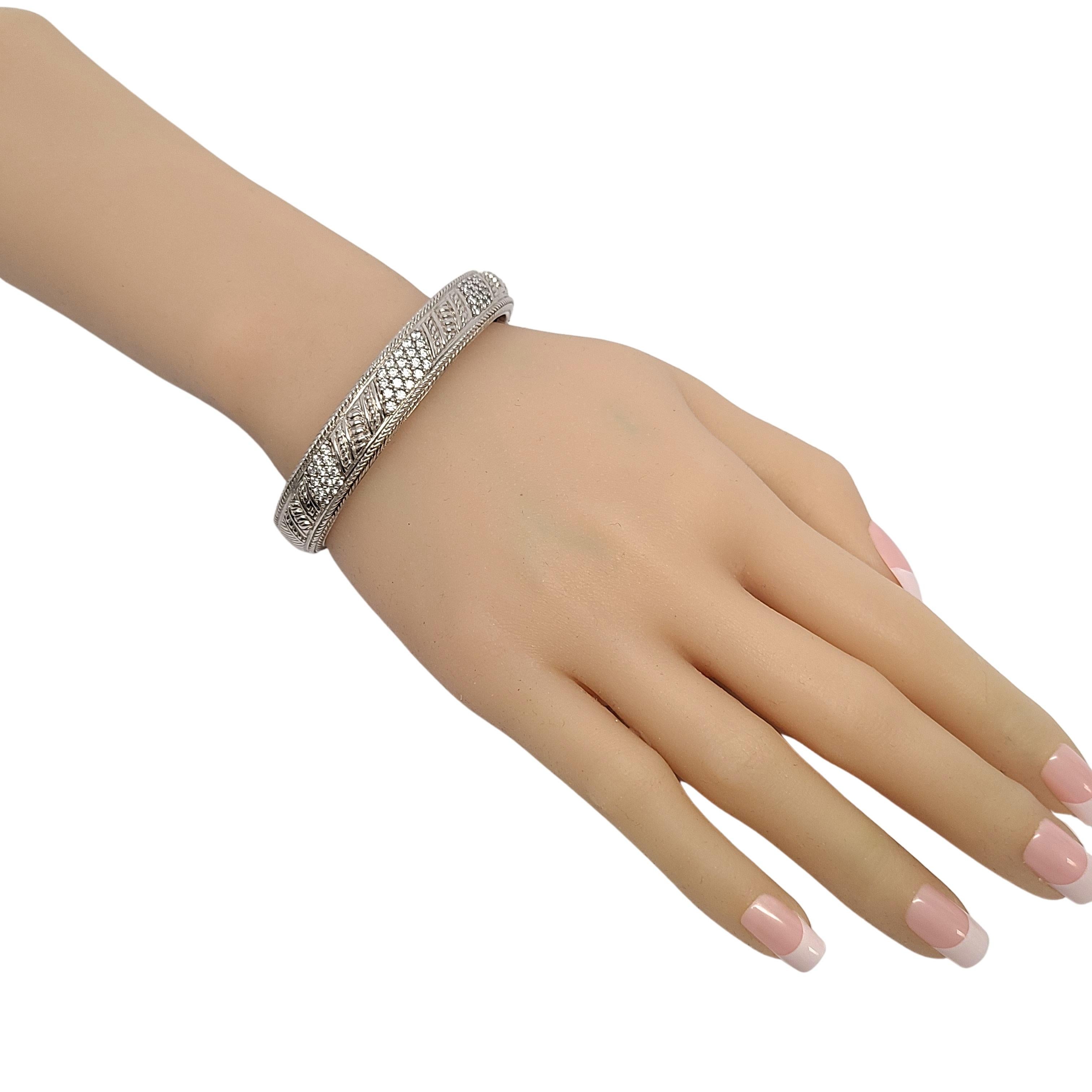 Judith Ripka Sterling Silver CZ Diamonique Hinged Cuff Bracelet #12156 For Sale 5