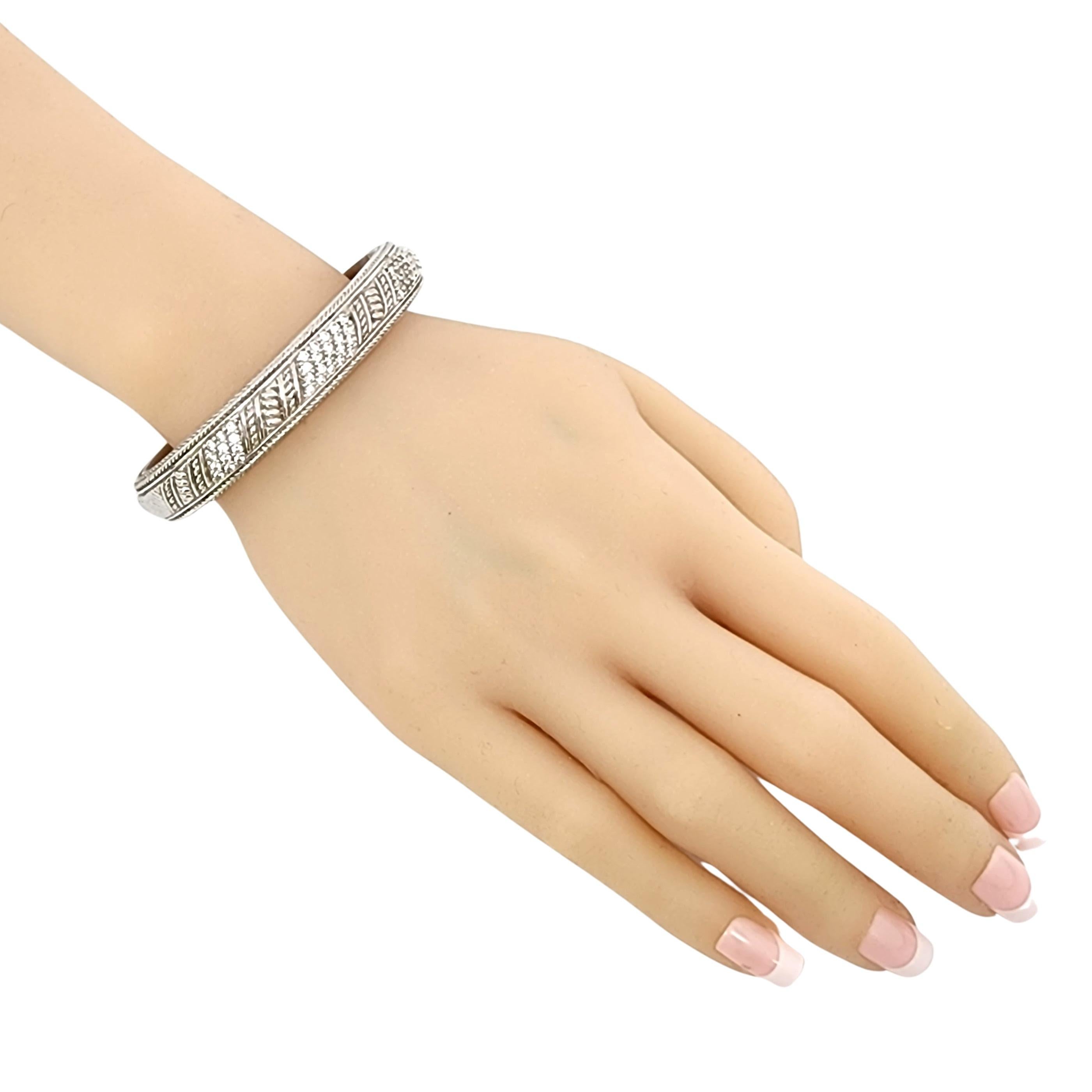 Judith Ripka Sterling Silver CZ Diamonique Hinged Cuff Bracelet (B) #12820 For Sale 3