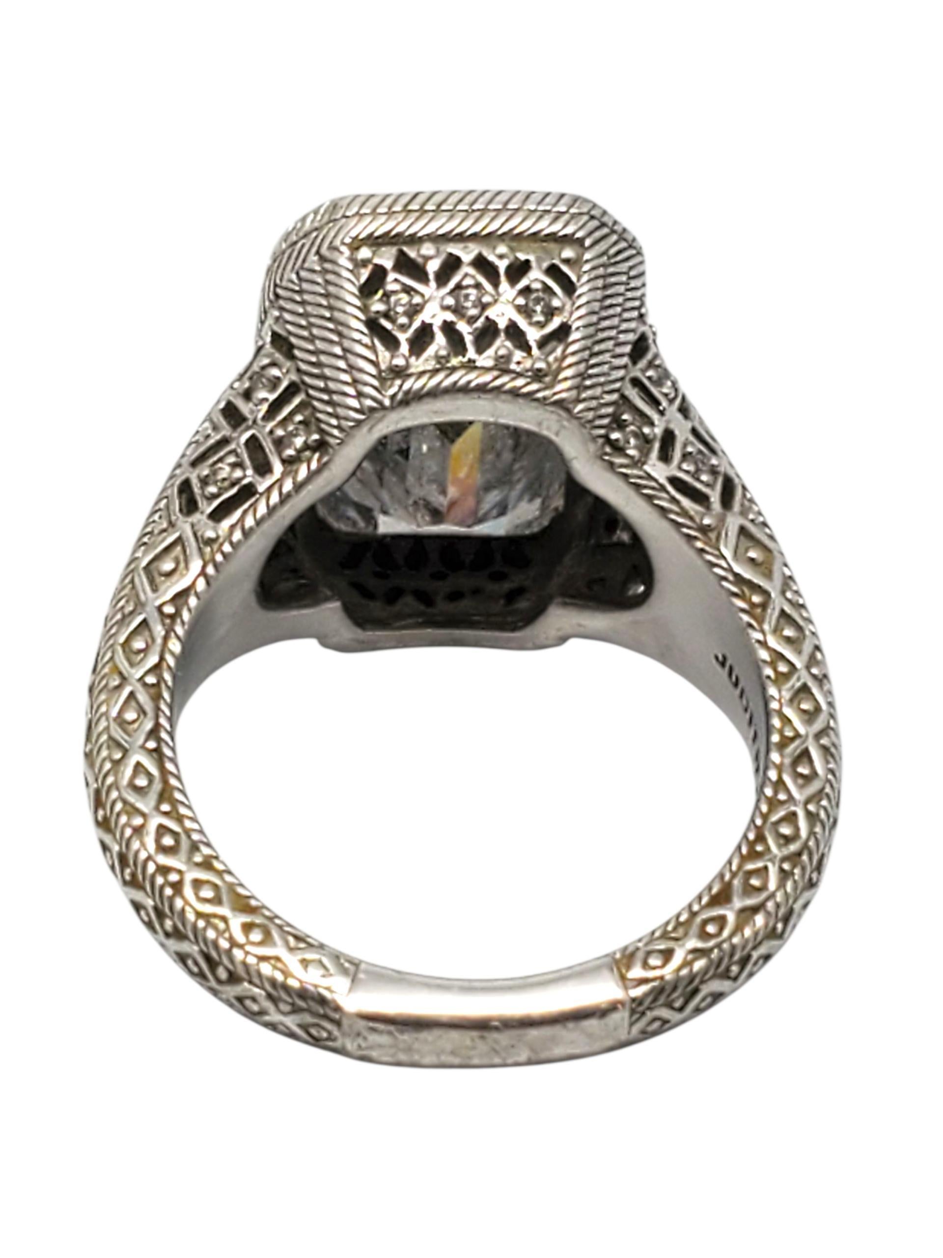 Contemporaneo Judith Ripka Anello in argento Sterling CZ taglio smeraldo misura 10 #22402 in vendita