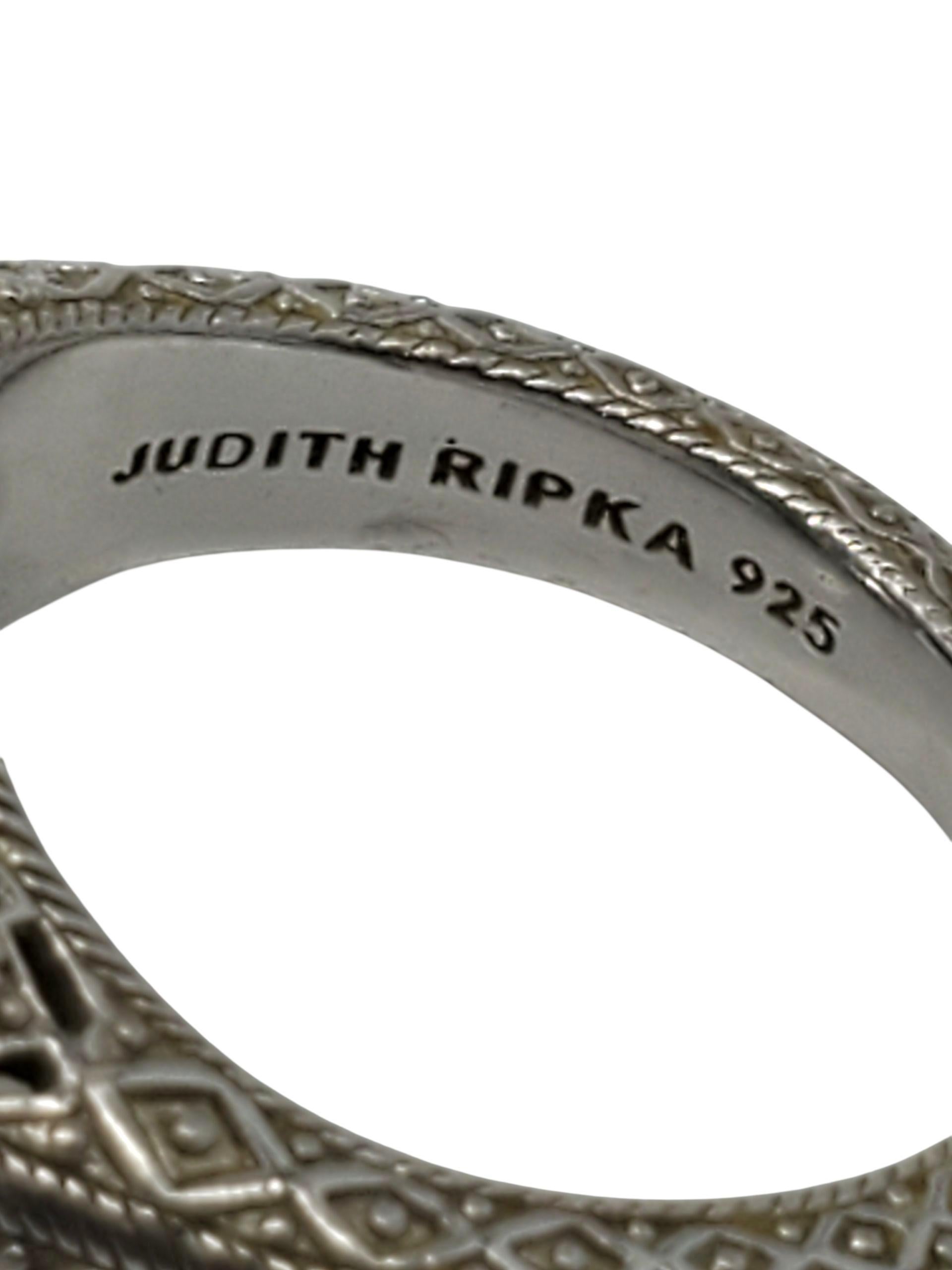 Judith Ripka Anello in argento Sterling CZ taglio smeraldo misura 10 #22402 in vendita 1