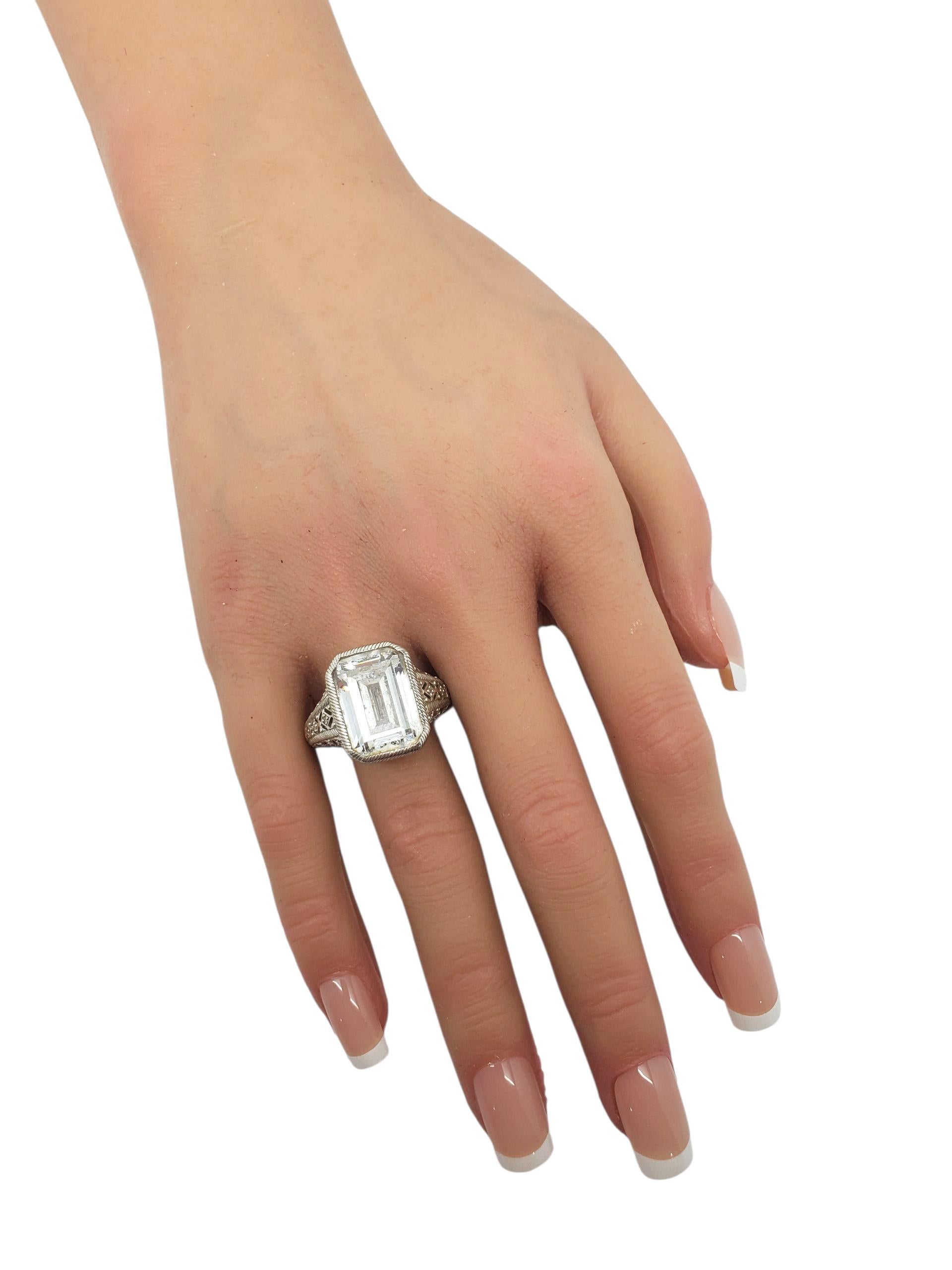 Judith Ripka Anello in argento Sterling CZ taglio smeraldo misura 10 #22402 in vendita 3