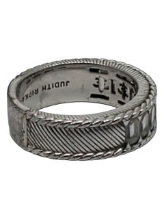 Judith Ripka Sterling Silver CZ Eternity Band Ring Size 11 #22397