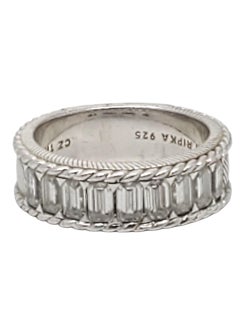 Judith Ripka Sterling Silver CZ Eternity Band Ring Size 11 #22397