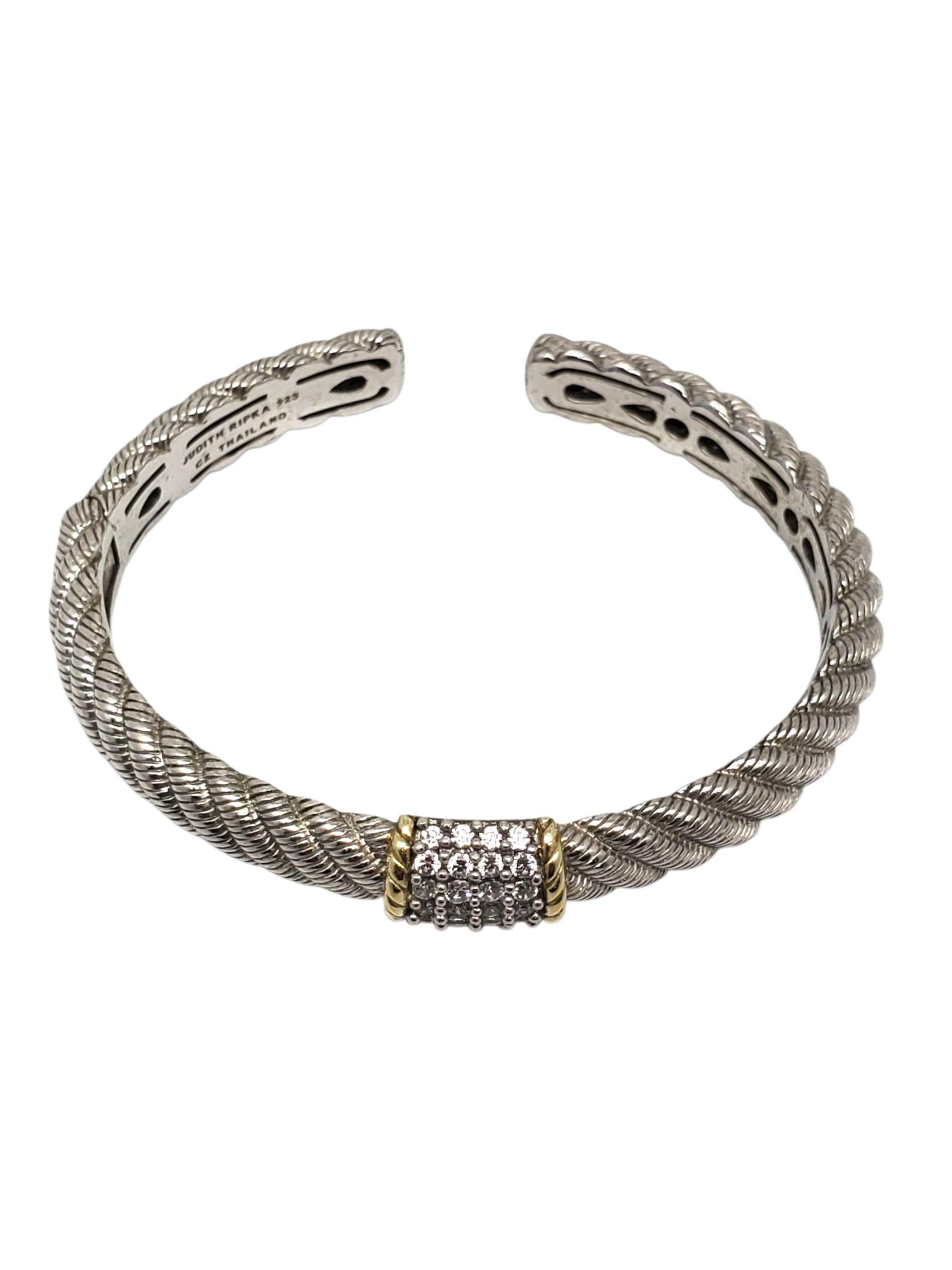 Donna Judith Ripka Bracciale con cerniera in argento Sterling CZ tonalità oro #23387 in vendita