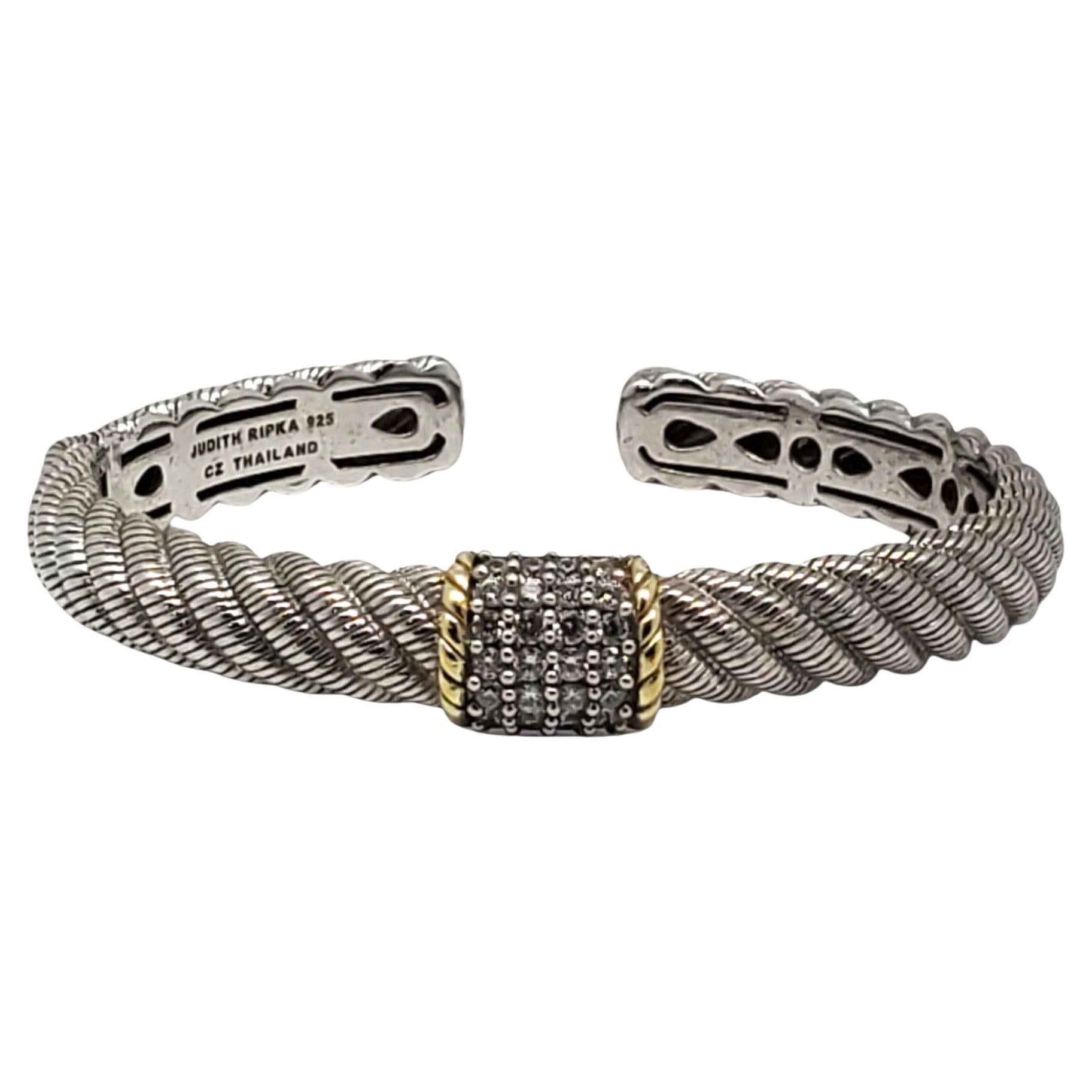 Judith Ripka Bracciale con cerniera in argento Sterling CZ tonalità oro #23387