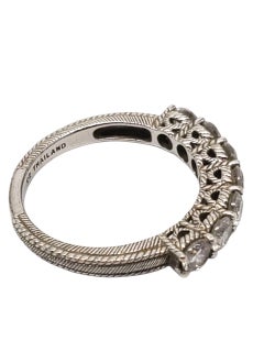 Judith Ripka Sterling Silver CZ Half Eternity Band Ring Size 10 #22427