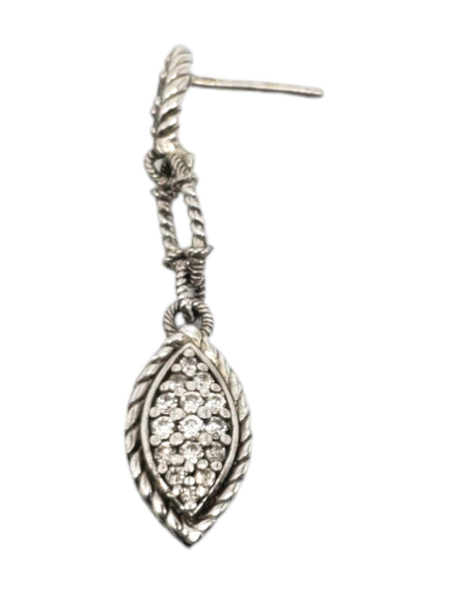Judith Ripka Sterling Silver CZ Hanging Earrings # 18963 In Good Condition For Sale In Washington Depot, CT