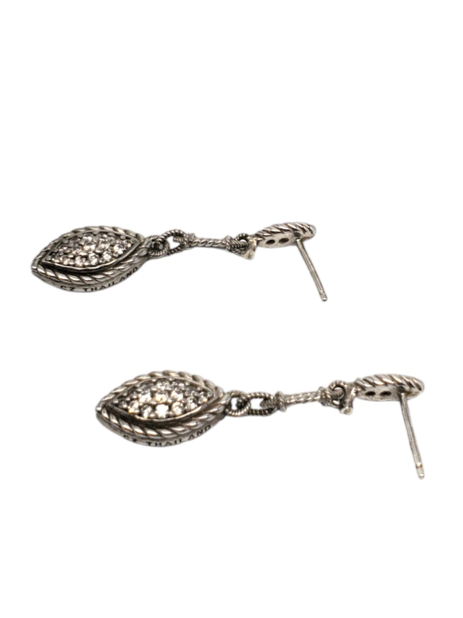 Women's Judith Ripka Sterling Silver CZ Hanging Earrings # 18963 For Sale