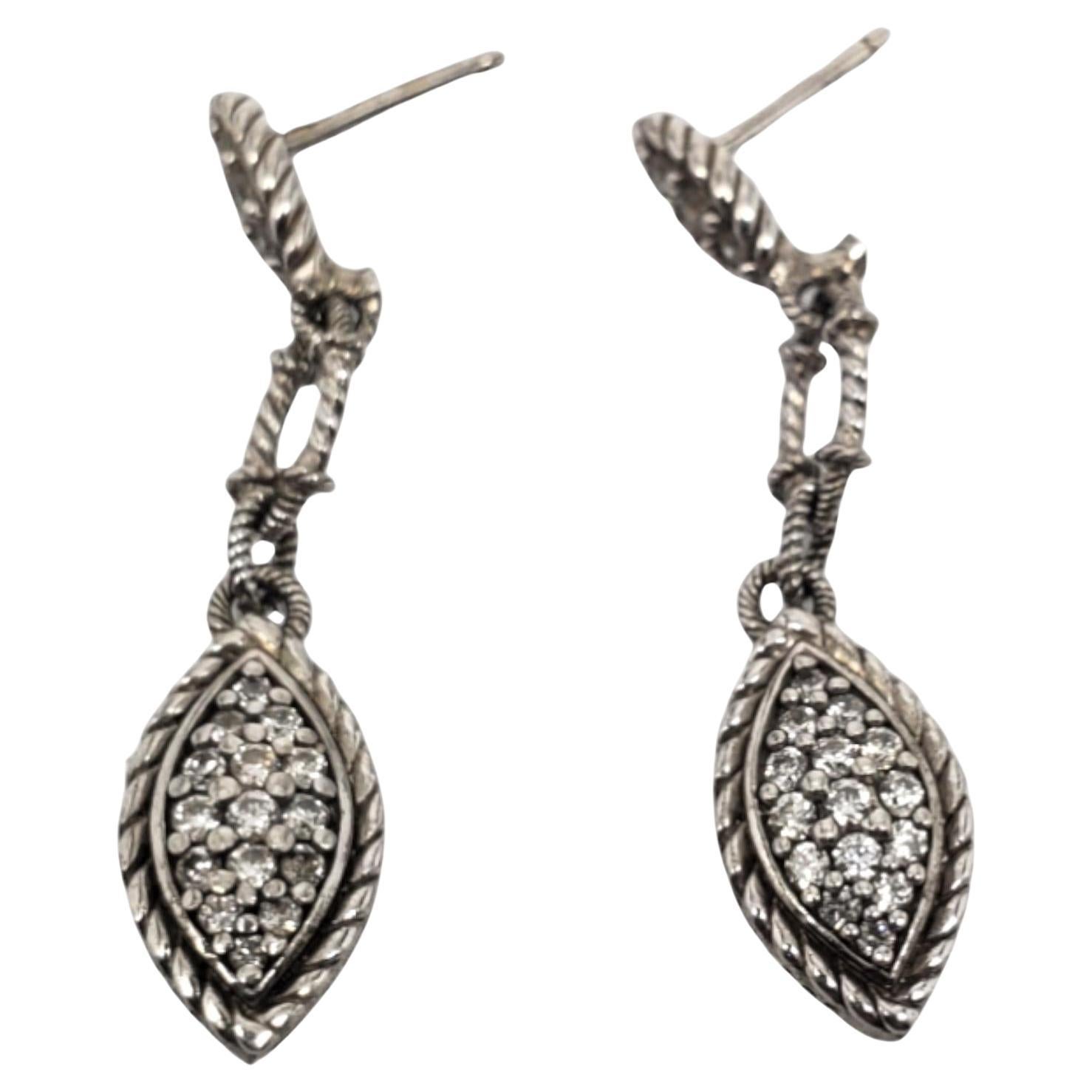 Judith Ripka Sterling Silver CZ Hanging Earrings # 18963
