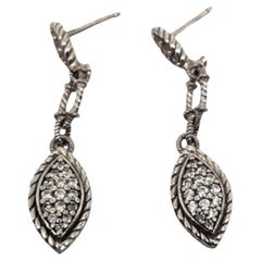 Judith Ripka Sterling Silver CZ Hanging Earrings # 18963
