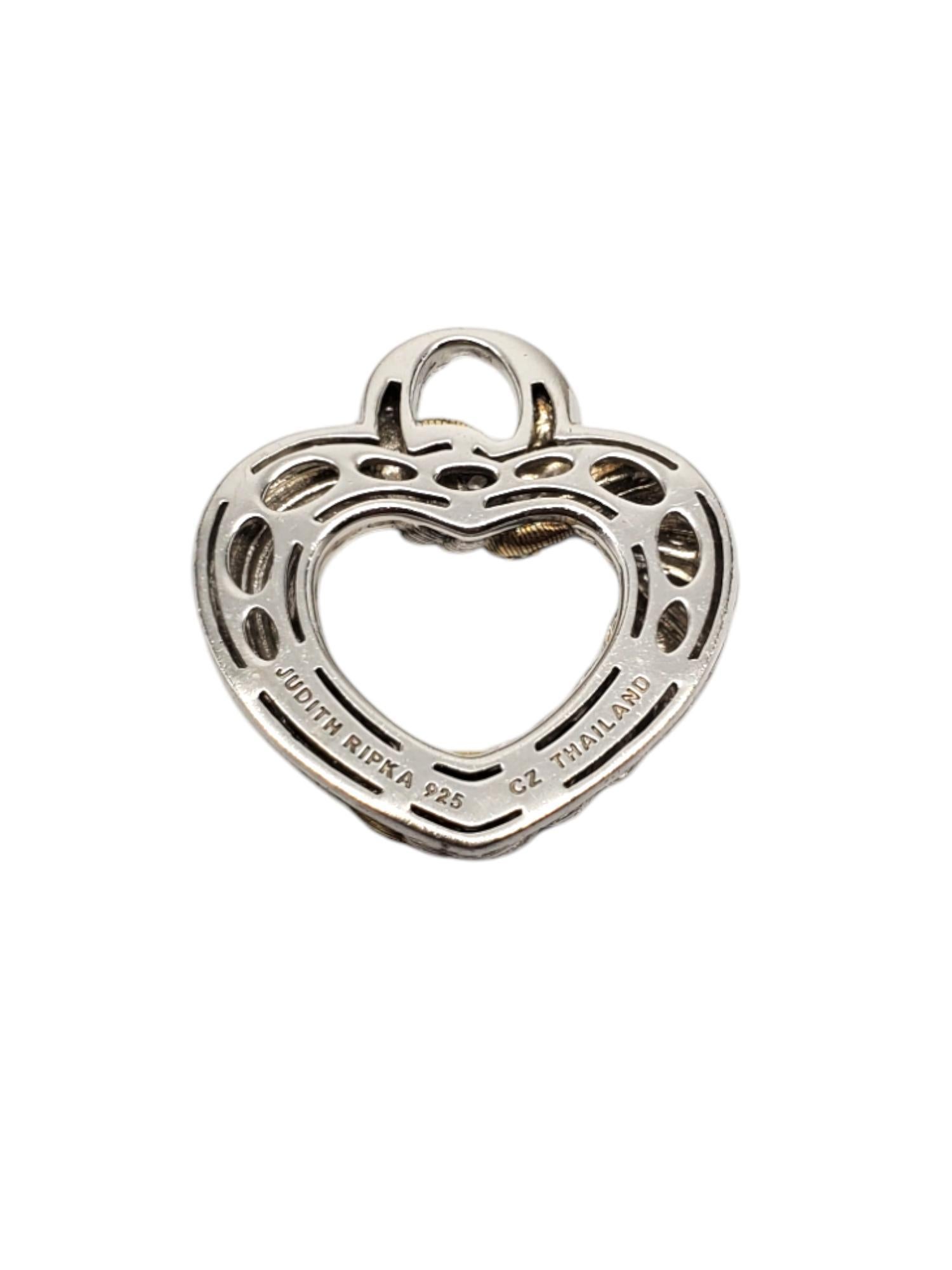 Judith Ripka Sterling Silver CZ Heart Pendant # 19209 For Sale 1