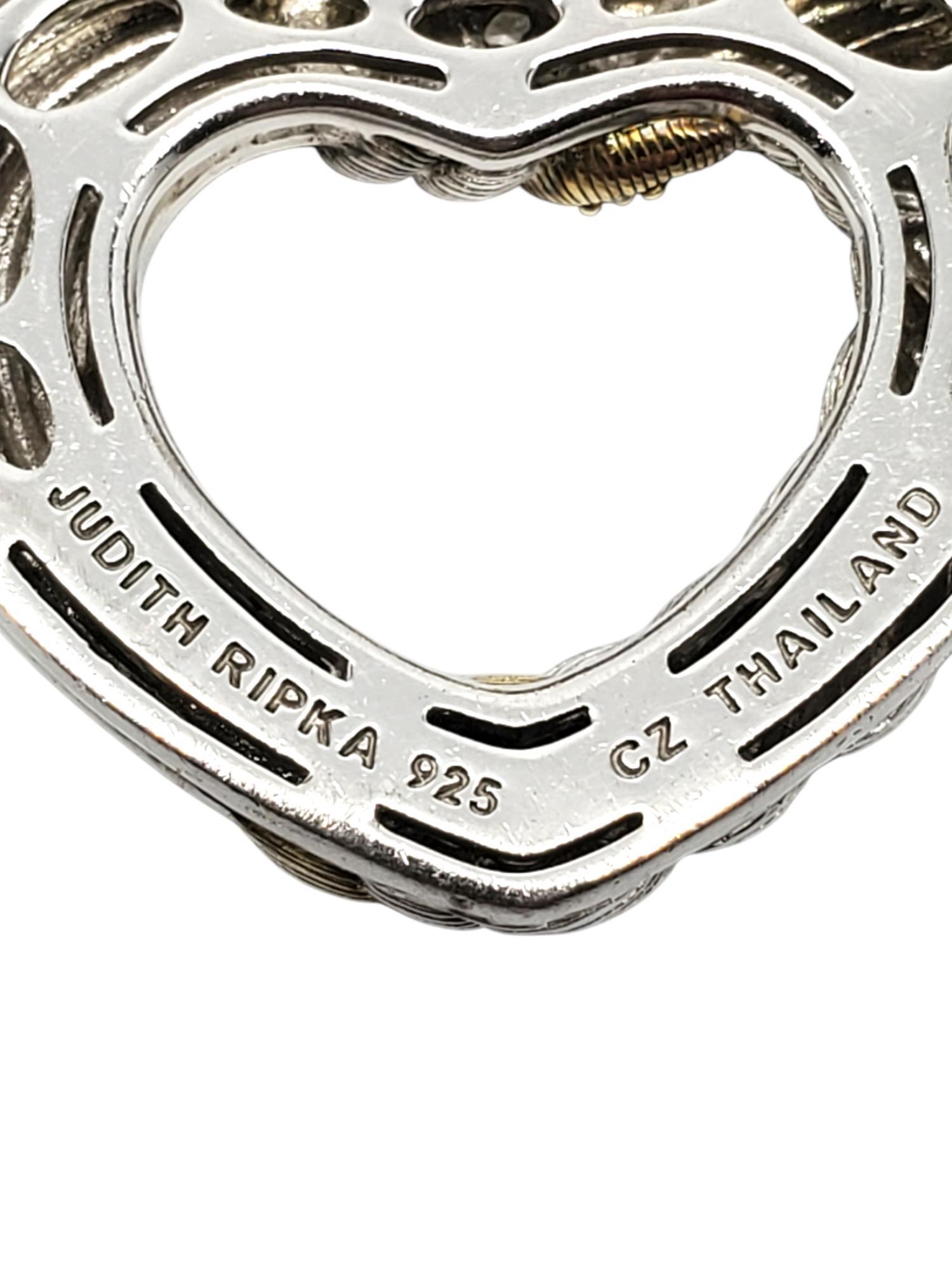 Judith Ripka Sterling Silver CZ Heart Pendant # 19209 For Sale 2