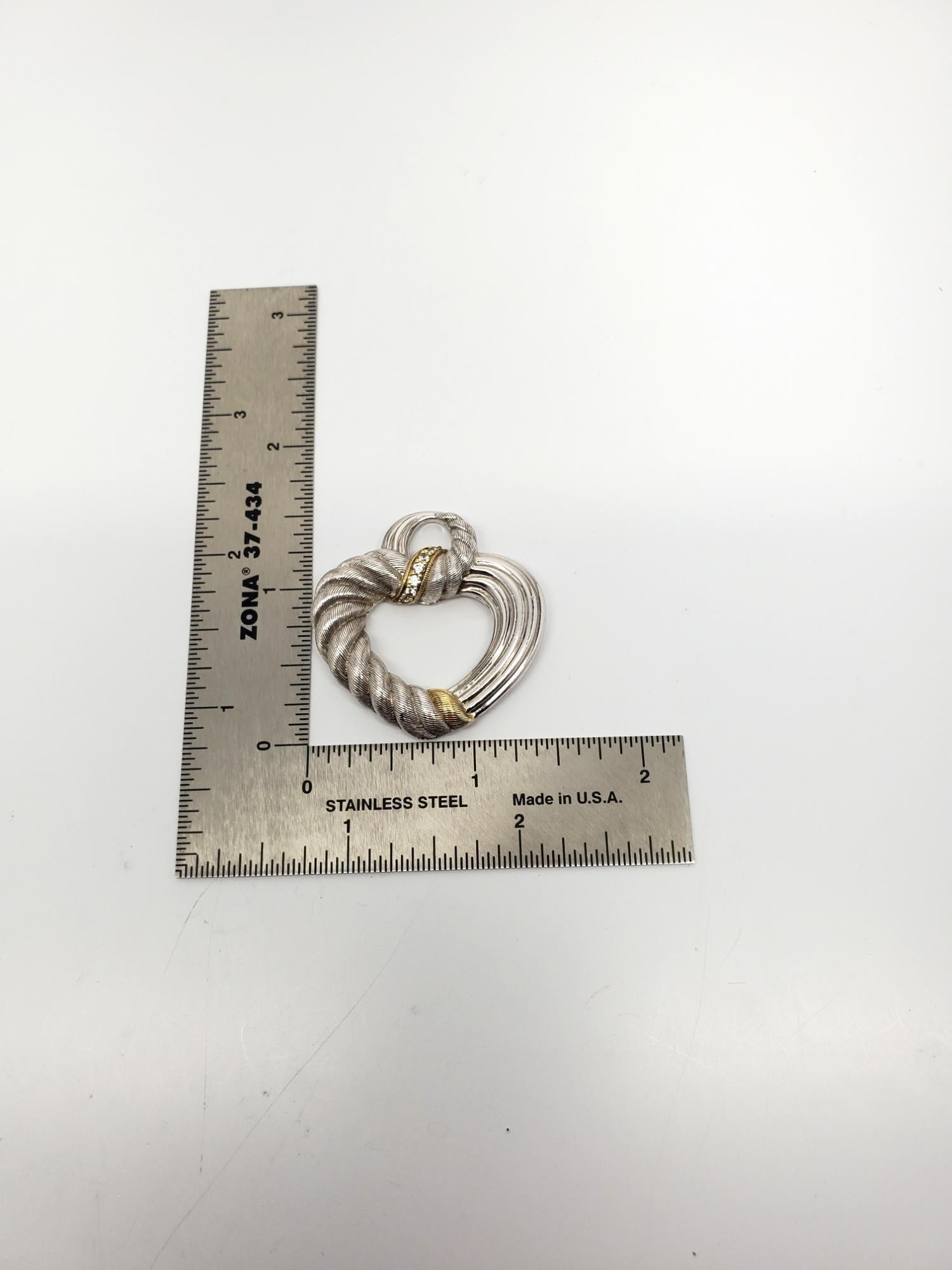 Judith Ripka Sterling Silver CZ Heart Pendant # 19209 For Sale 3